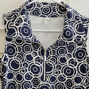 Lulu-B Navy and White Geometric Midi Dress